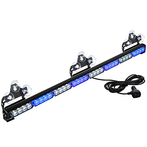 ASPL 36" 32LED Traffic Advisor Light Bar Warning Emergency Strobe Light Bar Directional Flashing Emergency Caution Lighting Led Safety Lights with 16 ft Straight Cord (Blue/White) - color: Blue/White