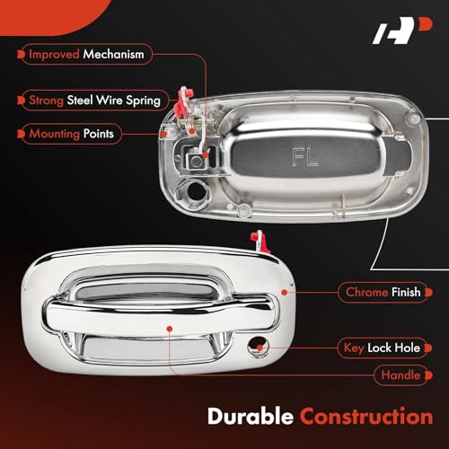 A-Premium - Tailgate Handle with Bezel & Front Exterior Door Handles - Compatible with 1999-2007 Chevy Silverado & GMC Sierra 1500 2500 3500 - Pack of 4, Front & Tailgate, Replace# 15034985, 15034986