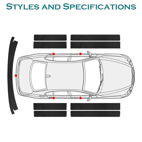 Bilisin 9PCS Car Door Sill Protector Compatible with Toyota RAV4 4th Gen 2016-2019,Carbon Fiber Leather Auto Trunk Door Sill Entry Guard Scratch Protector Accessories - size: for RAV4 4th Gen 2016-2019