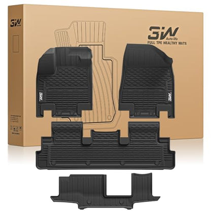3W Floor Mats for Nissan Pathfinder 2026 2025 2024-2022 (Only fit 8 Passenger Models), 3 Rows,TPE All Weather Protection Car Floor Liners Accessory,Black - size: 5.Pathfinder|22-25|Floor Mats (8 Passenger)