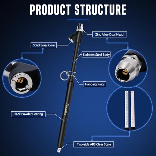 2-Pack Heavy Duty Dual Head Tire Pressure Gauge (10-150 PSI, 1-10 Bar) for Semi Trucks, RVs, Cars, Motorcycles - 12 Inch - color: 2PCS