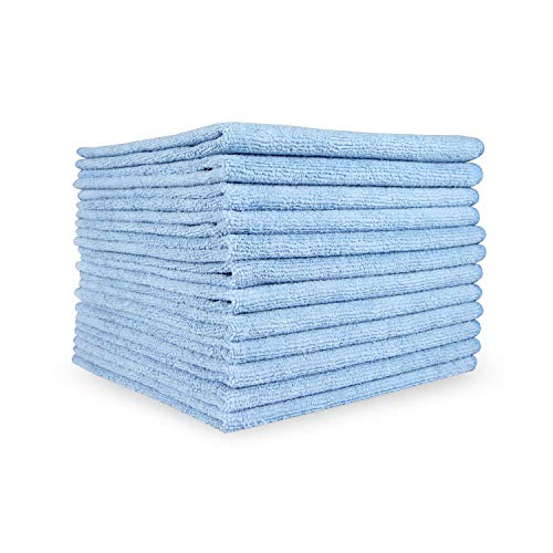 Arkwright Microfiber Cleaning Cloths - (Pack of 12) Lint & Streak-Free Drying Wash Towels, 320 GSM Super Absorbent & Quick Dry, Perfect Cleaner for Car, Glass, and Window, 12 x 12 in, Blue - color: Blue, size: Pack of 12