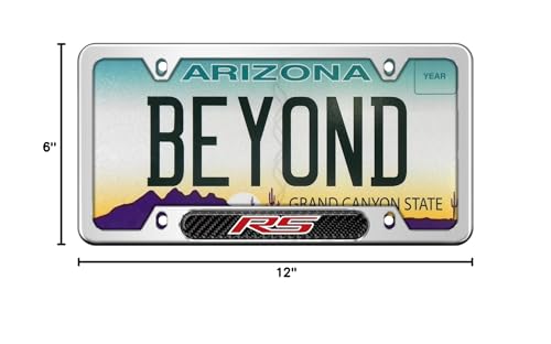 iPick Image for - Chevrolet Camaro RS Real Carbon Fiber Nameplate Chrome Stainless Steel License Plate Frame