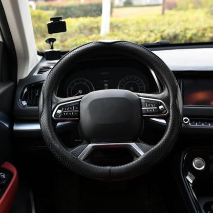 Rueesh Microfiber Leather Steering Wheel Cover Anti-Slip Matte Finish Auto Car Wheel Cover Universal 15 Inch Wheel Cover for Car Embossing Pattern Black Line - color: Black Line