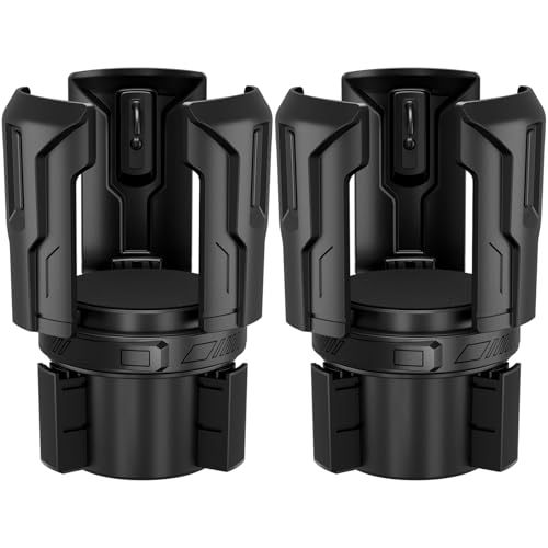 Cup Holder Expander (Adjustable Holder & Base, Auto-Fit Hold, One Button Open), Car Cup Holder Expander for Yeti, Hydro Flask, Nalgene, Owala, Bottles in 2.6"- 4.8" (Black, 2 Pack) - color: Black, size: 2 Pack