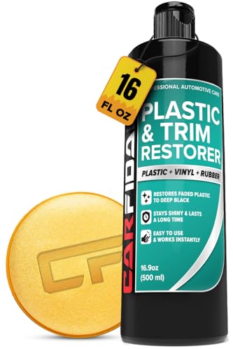 Carfidant Plastic Restorer for Cars – Refreshes Faded Plastic, Vinyl & Rubber Trim with Polish for Deep Shine – Protects Against UV & Dirt – Black Exterior & Interior Care for Detailing - 16 fl. Oz. - size: Plastic Restorer - 16 Oz