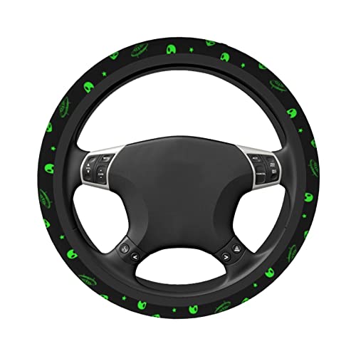 Galaxy Alien Spaceship Steering Wheel Covers Non Slip Neoprene Universal 15 Inch Steering Wheel Protector Car Cover for Men Women - color: Black38
