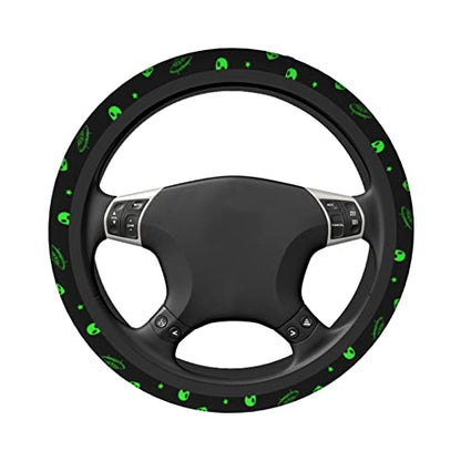 Galaxy Alien Spaceship Steering Wheel Covers Non Slip Neoprene Universal 15 Inch Steering Wheel Protector Car Cover for Men Women - color: Black38