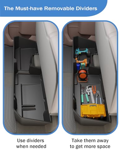 FengYu Under Seat Storage Box Compatible with 2019-2026 Chevy Chevrolet Silverado 1500/GMC Sierra 1500, 2020-2026 Silverado/Sierra 2500HD/3500HD Double Cab & Crew Rear Underseat Organizer Accessories - size: 19-26 Chevy Silverado/GMC Sierra 1500