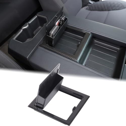 Car Armrest Hidden Storage Box Compatible with Toyota Tundra 2022-2025 2026, Auto Center Console Handrail Privacy Storage Organizer Tray Armrest Storage Box Container Insert Pallet Manager Accessories - color: Carbon Fiber Pattern