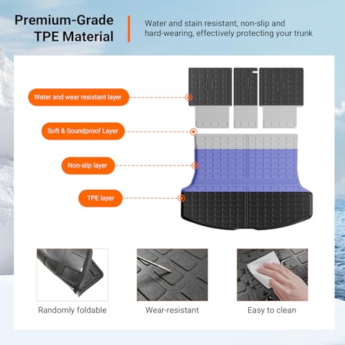 powoq Cargo Mat Compatible with 2023-2026 Lexus RX350 RX350H RX500H Trunk Mat Cargo Liner Back Seat Protector TPE Replacement for 2023-2026 Lexus Accessories (Trunk Mat+Backrest Mats) - size: Compatible with Lexus RX350/450H | 2023-2026