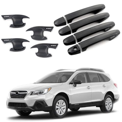 Door Handle Cup Protector for Subaru Outback 2021-2024, Custom Fit, Tap-On Scratch Resistant, 12 Packs Door Handle Cup Protector Trim, Fit for Subaru Outback Accessories Carbon Fiber