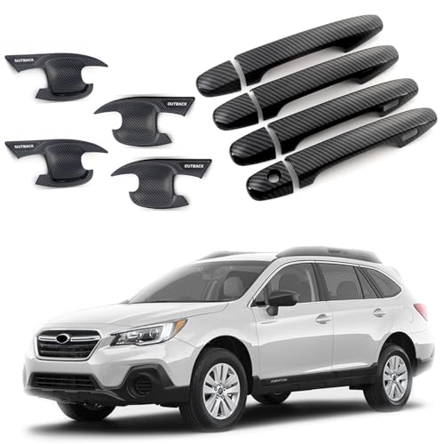 Door Handle Cup Protector for Subaru Outback 2021-2024, Custom Fit, Tap-On Scratch Resistant, 12 Packs Door Handle Cup Protector Trim, Fit for Subaru Outback Accessories Carbon Fiber