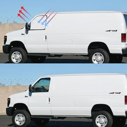 Front Side Window Sun Shade for 1992-2025 Fo-rd E-Series E-150 E-250 E-350 E-450 Van Motorhome, Foldable Window Sunshade Sun Visor Protector, Side Window Shades Sun Shield Blocks UV Rays Heat - size: Silver & Black-Fit Ford E-150 E-250 E-350 E-450