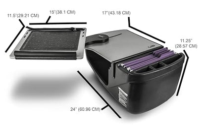 AutoExec Reach Car Desk for Your Vehicle Workstation and Mobile Office, Front Seat, Black with 400 watt Power Inverter, Printer Stand and Phone Mount - color: Black, style: 400 watt Power Inverter, Printer Stand and Phone Mount