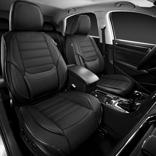 Skechers MAX Cushioning Seat Covers,Memory Foam Leather Car Seat Covers,Waterproof Car Seat Protector Front Seats,Car Seat Cushion Airbag Automotive Universal Fit for Most Cars,Vans,Trucks,SUV,Black - color: Black, size: Front Seats Coverage