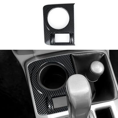 Car Cup Holder ABS Sticker Carbon Fiber Decal Cover Interior Trim Accessories for Toyota 4Runner SUV 2010-2025 Black （B） - color: Cup Holder B