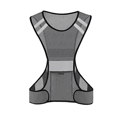 TCCFCCT Reflective Running Vest, High Visibility Running Gear with Large Pocket - color: 1 Pack Mesh Grey