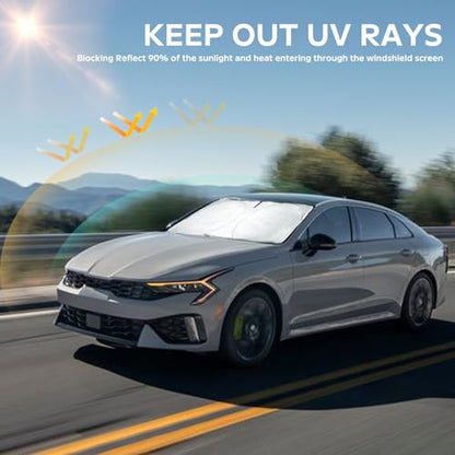 INSAUTO for K5 Windshield Sun Shade Window Sunshade for Kia K5 2021 2022 2023 2024 2025 2026 Windshield Cover Foldable Car Front Sun Visor Shield Blocks UV Rays Sun Protector Accessories - size: for Kia K5 2021-2026