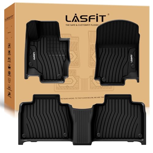 LASFIT Floor Mats for Mercedes Benz GLE SUV 2020-2026 350/450/ 53 AMG (Not Fit Coupe; Fit 5 Seats), All Weather TPE Anti-Slip Floor Liners Custom Fit GLE Car Mats, 1st & 2nd Row Set, Black - size: 1) For Benz GLE | 2020-2026 | 1st & 2nd Row
