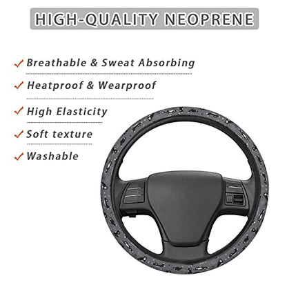 Funny Yoga Cats Pattern Steering Wheel Cover for Women, Girls 15 inch Universal Auto Car Anti Slip Wrap Steering Wheel Covers Fit for Vehicles, Truck,SUV