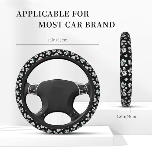 Daisy Flower Print Elastic Steering Wheel Cover Universal 15 Inch - color: 2