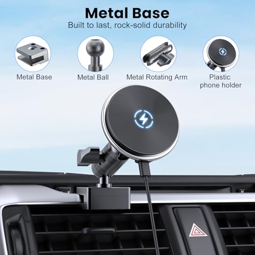 DIAMOOKY Metal Phone Mount for Toyota 4Runner 2024 2023 2022 2021 2020-2010 5th Gen 4runner Accessories Dash Cell Phone Holder W/Wireless Charging Adjustable Phone Stand Fit for All Smartphone - style: 2010-2024 (Wireless Charging)
