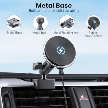 DIAMOOKY Metal Phone Mount for Toyota 4Runner 2024 2023 2022 2021 2020-2010 5th Gen 4runner Accessories Dash Cell Phone Holder W/Wireless Charging Adjustable Phone Stand Fit for All Smartphone - style: 2010-2024 (Wireless Charging)