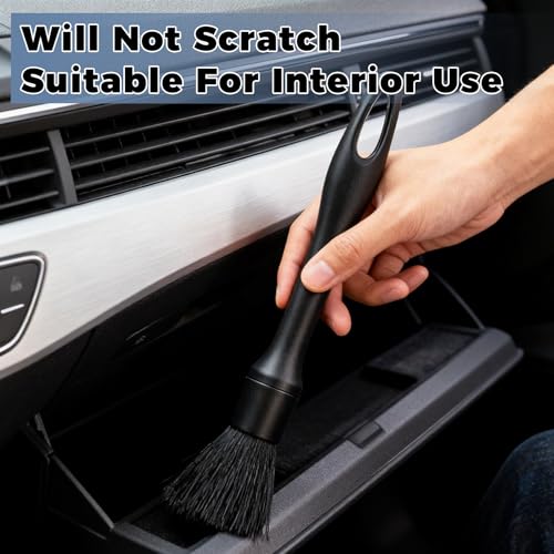 8PCS Car Detailing Brush Set,Ultra Soft Boars Hair Auto Detailing Brushes for Car Interior Exterior Cleaning,Professional Car Detail Kit with Storage Bag for Dashboard,Air Vents,Wheels