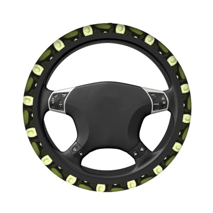 Avocado Steering Wheel Cover With 2 Car Coasters Non Slip Neoprene For Women Men Universal 15 Inch - color: Avocado