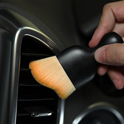 AOCISKA Car Interior Detailing Brush,Soft Bristle Cleaning Brush Car Detailing Brush Dusting Brush,Car Interior Cleaning Tool,Auto Detail Brush Car Dash Duster Brush (Brown with Cap) - color: Brown With Cap