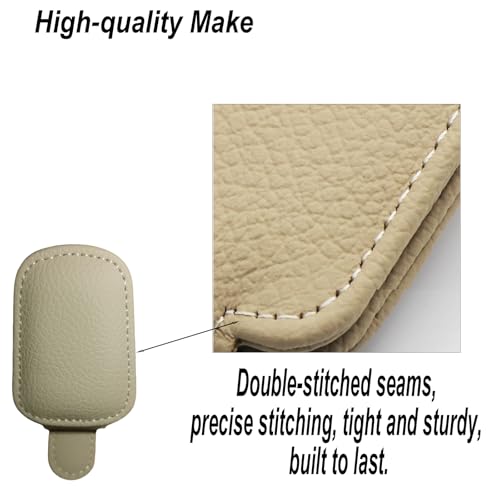 GoldenLife Sunglass Holder for Car, Magnetic Leather Sunglasses Holder and Ticket Card Clip, Car Visor Accessories, 2 Packs（Beige）