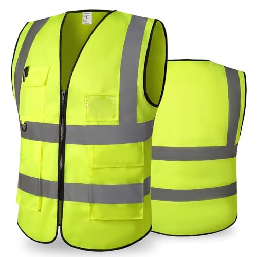 High Reflective Safety Vest for Men Women Breathable With Pocket Zipper for Build Oudoor Work Meet ANSI/ISEA Standard