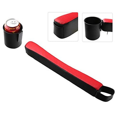 Supin 2 Prices Car Seat Gap Filler Pad PU Leather Console Side Pocket Organizer and one Cup for Cellphone Wallet Coin Key (Black+Red) - color: Black+Red