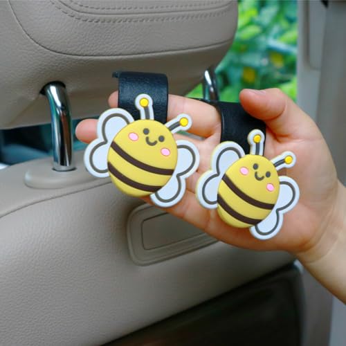 Cute Bee Hooks Cartoon Hanger, Purse Hook Holder, Car Seat Headrest Storage Organizer for Handbags, Grocery Bags