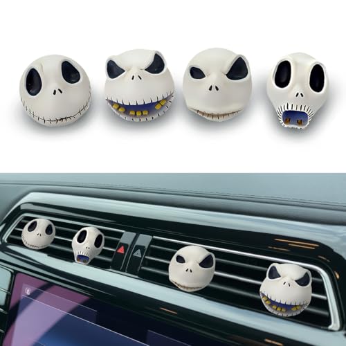 GENANY 3D Resin Horror Nightmare Skellington Car Air Freshener Vent Clips, Spooky Car Freshener, Horror Air Freshener, Gothic Gifts for Women and Men, Funny Spring Gifts For Movie Fans - style: 01. Skellington Character