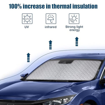6 Layers Custom Fit Windshield Sun Shade for 2016-2021 Honda Civic, Foldable Car Sunshade with Storage Bag, Heat Reflective & UV Protection - size: 2016-2021 Honda Civic