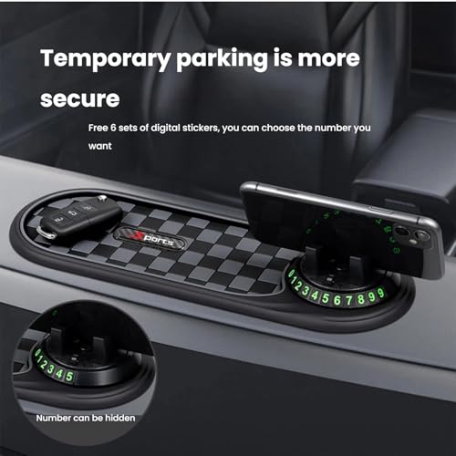 Multifunction Car Anti-Slip Mat, 3-in-1 Rotating Dashboard Mat, Large Storage Pad, Anti-Slip Phone Holder, 360° Rotating Mount with Parking Number (Brown) - color: Brown