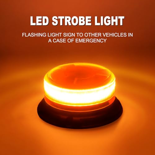 AnTom Magnetic Wireless Strobe Light, Waterproof Rechargeable LED Beacon Lights for Trucks, Vehicle Emergency Flashing Warning, forklifts,Tractors,Golf Carts,Cars - color: Amber