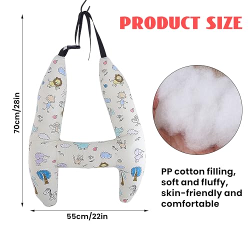 Car Travel Pillow, H-Shape Car Sleeping Soft Neck Pillow Head and Body Support Cushion for Car Seat Pillow with Headrest for Road Trips (Dinosaur)