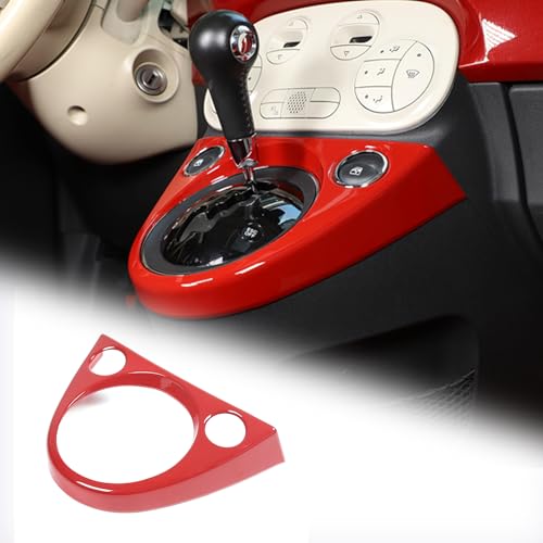 Gear Shift Frame Cover Trim Compatible with Fiat 500 2011-2023 ABS Control Gear Box Shift Panel Edge Frame Cover Sticker Decorative Accessories（Red） - color: Red
