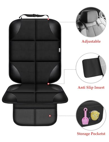 Meolsaek Car Seat Protector for Child Car Seat, Durable 600D Fabric Waterproof Car Seat Cover with Thick Pad Non-Slip Backing，No Imprints (Black 1pc) - color: Black 1pc