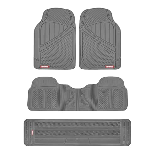 Motor Trend 3-Row Heavy Duty Rubber Floor Mats & Liners for Car SUV Van, Front 2nd & 3rd Row Durable Polymerized Latex Full Interior Protection, Extra-High Ridgeline Design, Gray - color: Gray