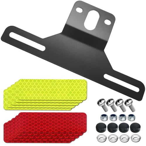 Trailer License Plate Bracket Holder - Black Stainless Steel Car Tag Frame for Truck, Boats, RVs, Universal License Plates with 10PCS Reflective Stickers - color: Bracket-Black