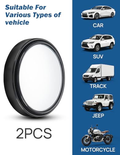 JOYTUTUS Blind Spot Mirror 2 Pack HD Frameless Convex Glass for Wide Angle View and Safer Lane Changing Compatible with Cars SUVs Trucks RVs Easy Stick On & Long Lasting Durability