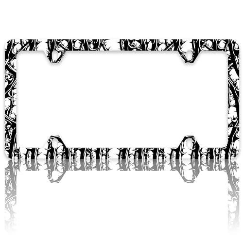 Plant Stem Spines License Plate Frame Rose Roots Floral Art License Plate Holders Funny Auto Accessory Bracket Stainless Steel License Plate Frames with Screws for Women Men 6x12 Inch 4 Holes - color: Plant Stem Spines