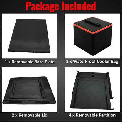 Car Trunk Organizer with Cooler Bag, 90L Portable Trunk Cargo Organizer for SUV Truck Sedan, 3 Compartments Collapsible Car Storage Box with Lid, 4 Removable Dividers