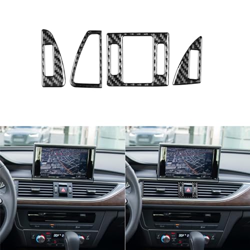 Real Carbon Fiber Compatible with Audi A6 2012-2018 car air Conditioning Vent Adjustment knob Decor Interior Accessories Sticker Black - color: Air Conditioning Vent Adjustment Knob Decor