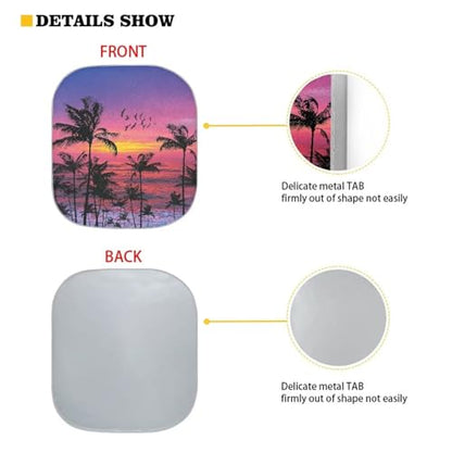 2 Pieces Palm Tree Print Automotive Windshield Sunshade Foldable Car Front Windows Sunshade Car Accessories for Outdoors Summer Travel - color: Palm Tree