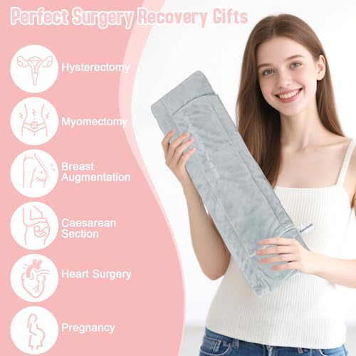 Seat Belt Pillow for Post Surgery, Heart Surgery Pillow, Protector for Breast Cancer, Mastectomy Seatbelt Cushion, Hysterectomy Recovery Pads Must Haves for Adults(Light Gray)